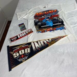 Vintage Indy 500 T-Shirt, Pennant Flag, Bumper Stickers, Ticket Stub May 1999